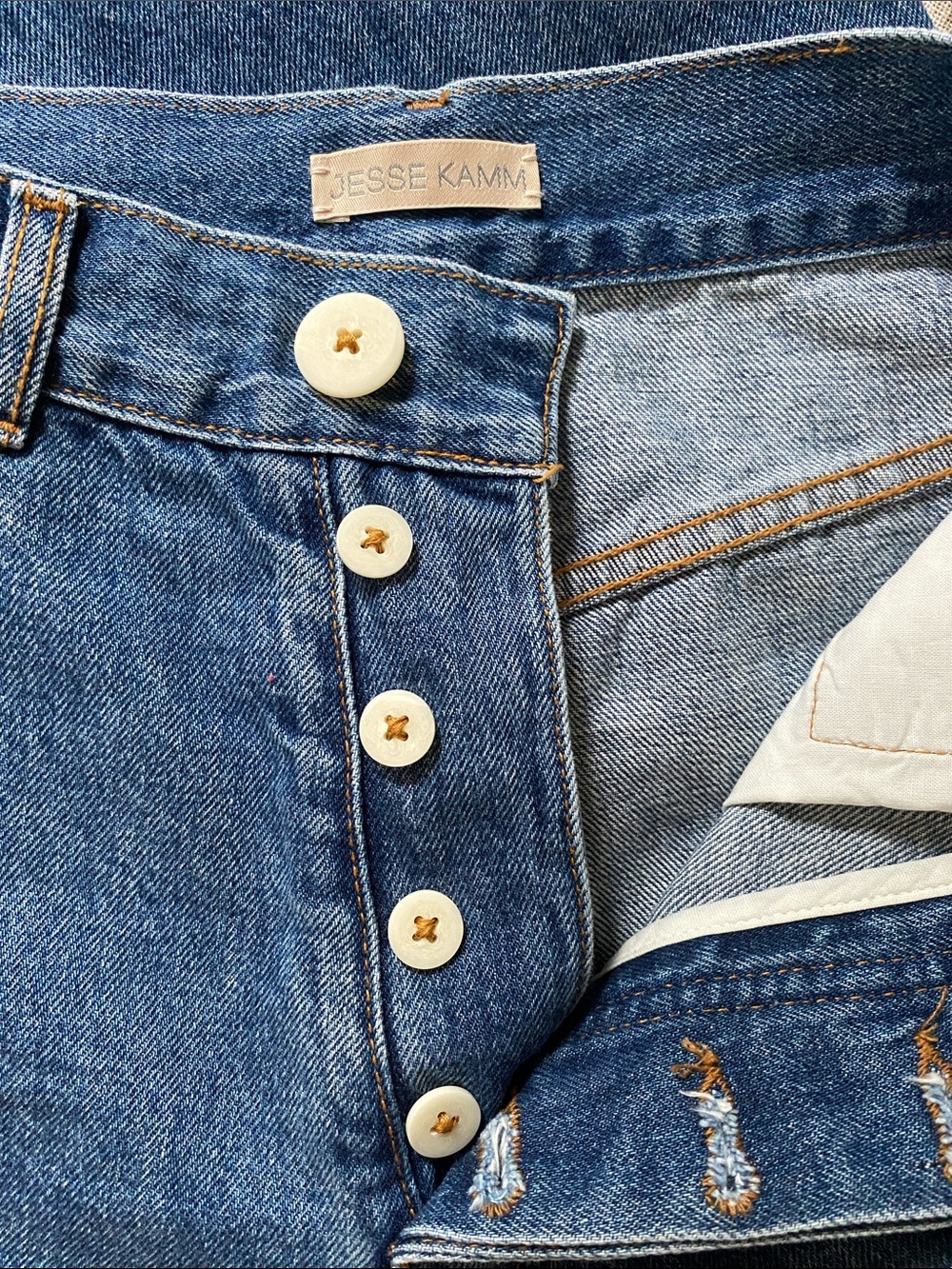Jesse Kamm Straight Leg Denim Jeans Button Fly Japanese Denim Cowboy Blue 2 - Picture 9 of 10